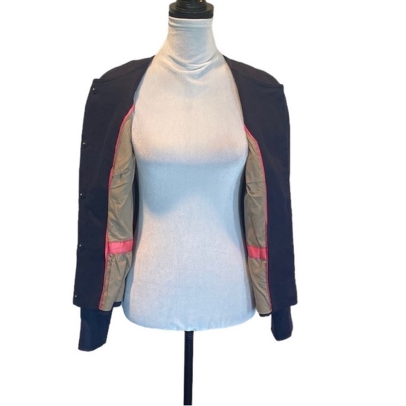 Boden blue long sleeve cotton flax blend casual collarless blazer jacket size 10 - Picture 7 of 13